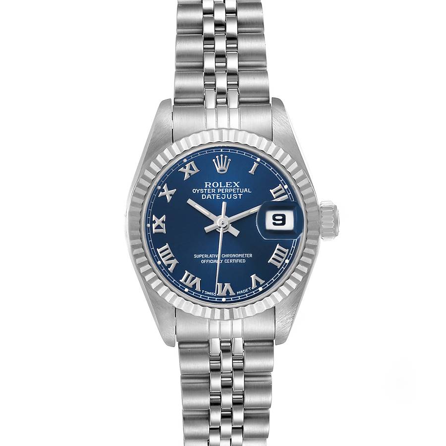 Rolex Datejust Steel White Gold Blue Roman Dial Ladies Watch 69174 SwissWatchExpo