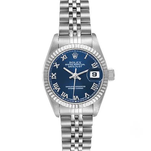 Photo of Rolex Datejust Steel White Gold Blue Roman Dial Ladies Watch 69174