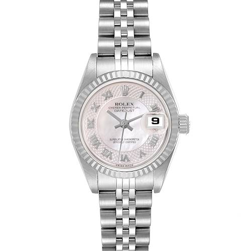 Photo of Rolex Datejust Steel White Gold Decorated Mother Of Pearl Ladies Watch 79174