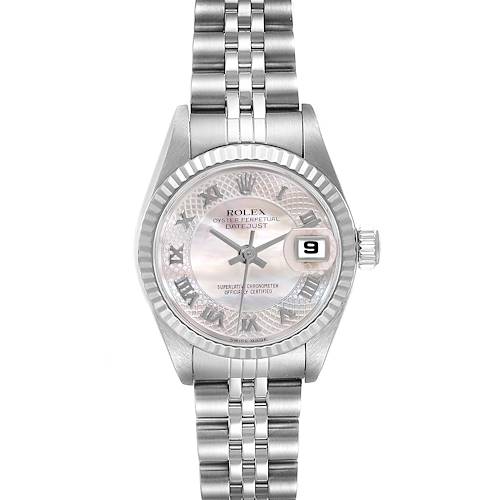 Photo of Rolex Datejust Steel White Gold Decorated Mother Of Pearl Ladies Watch 79174 Box Papers