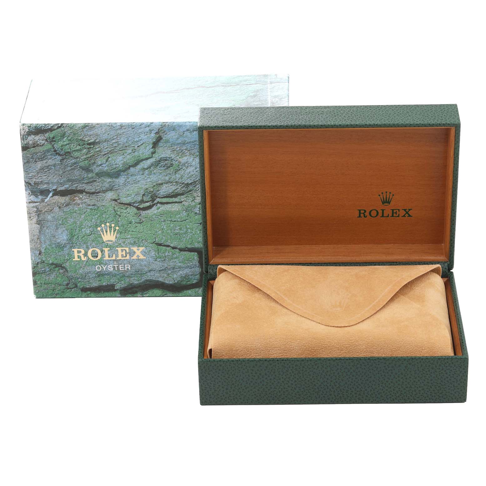 The image shows the opened packaging box for a Rolex Datejust 69173 Women's Steel and Gold (two tone) Champagne Dial 69173 Women's Steel and Gold (two tone) Champagne Dial, featuring the inner and outer boxes.
