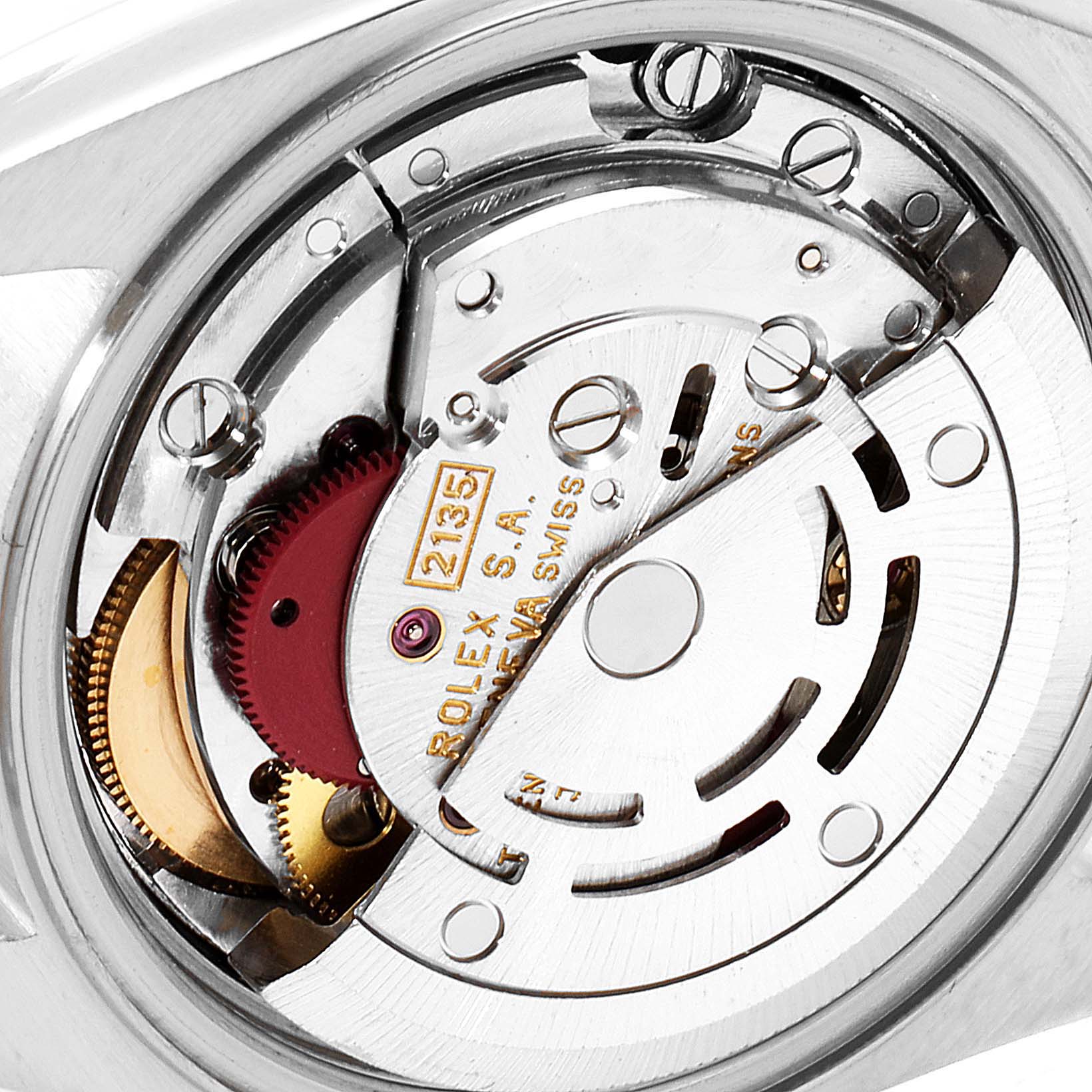 The image shows the internal mechanical movement of the Rolex Datejust 69173 Women's Steel and Gold (two tone) Champagne Dial 69173 Women's Steel and Gold (two tone) Champagne Dial watch model, viewed from the back.
