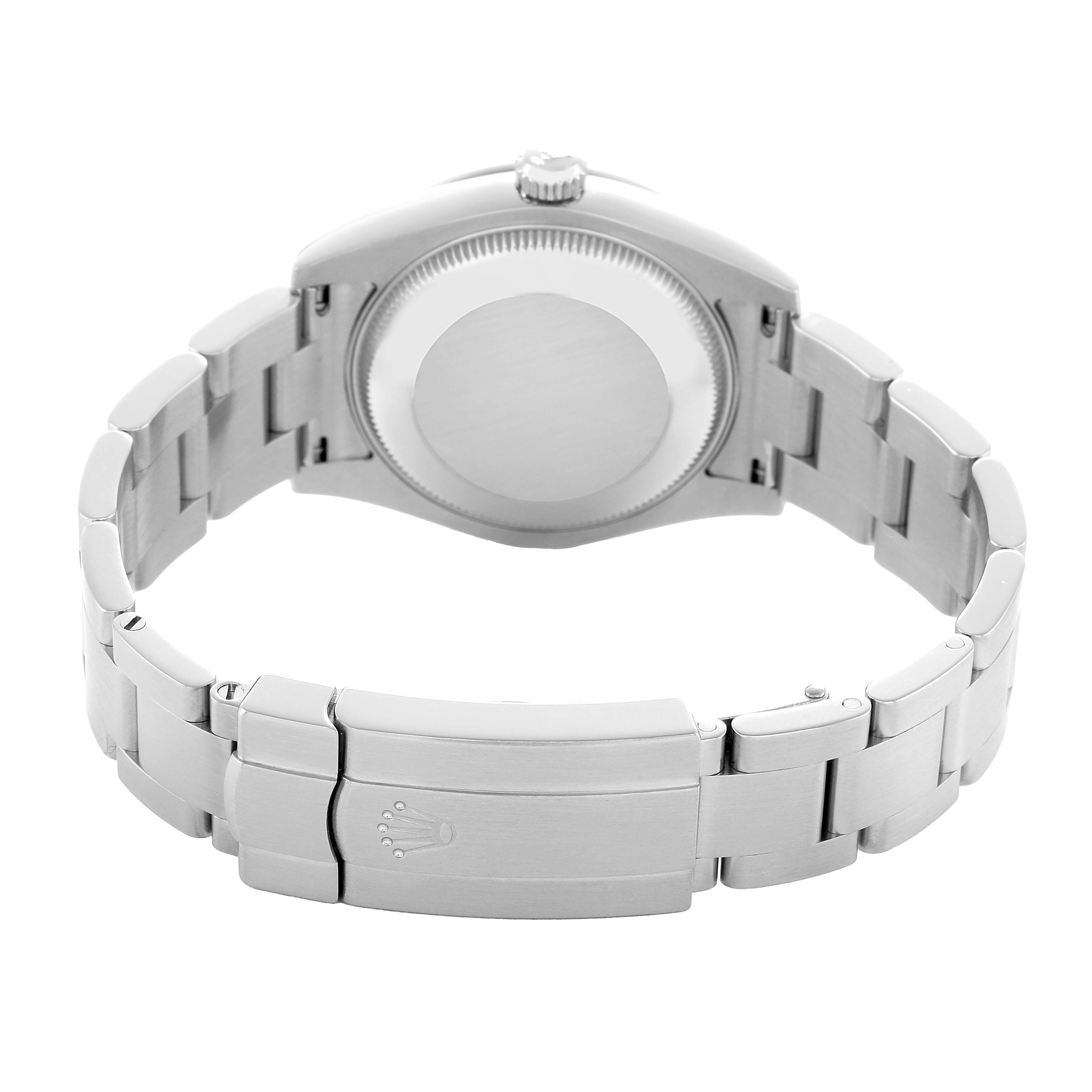 The image shows the back of the Rolex Oyster Perpetual 177200 Women's Stainless Steel Pink Dial, highlighting the bracelet and clasp.