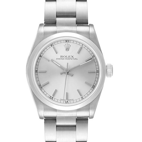 Photo of Rolex Oyster Perpetual Midsize Silver Dial Steel Ladies Watch 77080