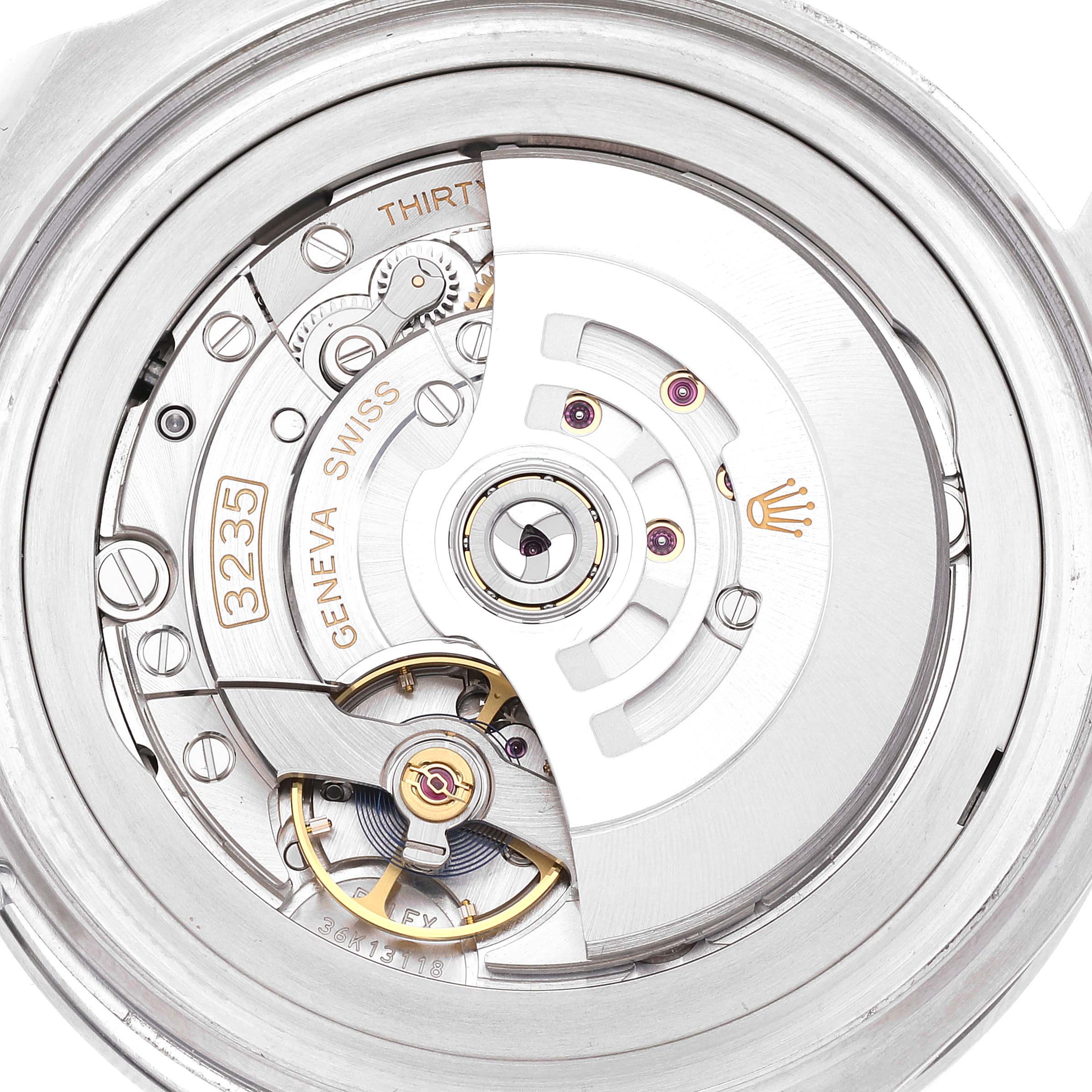 The image shows the movement mechanism of a Rolex Sea-Dweller 126660 Men's Stainless Steel Blue Dial 126660 Men's Stainless Steel Blue Dial watch from a rear angle.