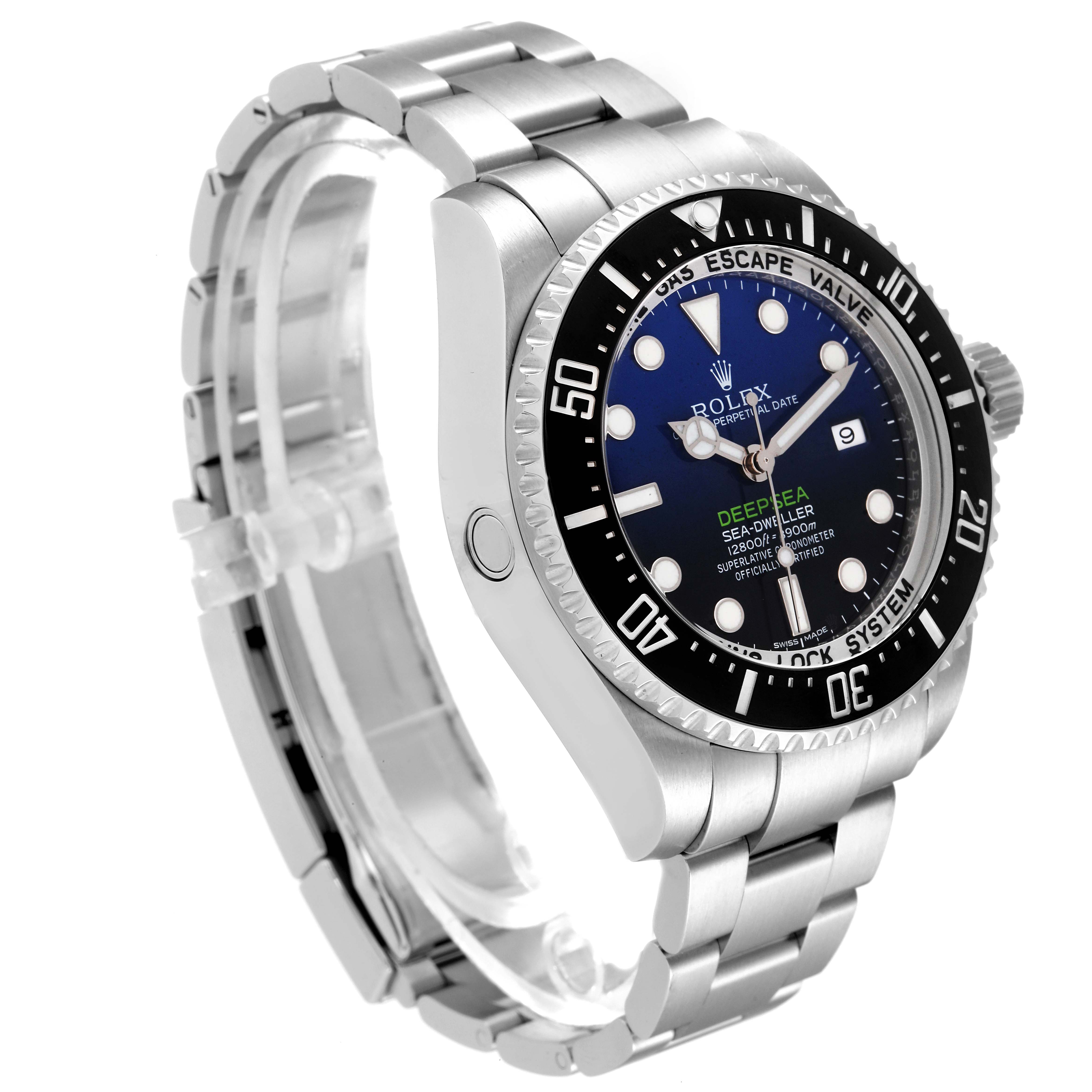 The image displays a Rolex Sea-Dweller 116660 Men's Stainless Steel Blue Dial 116660 Men's Stainless Steel Blue Dial watch at a slight angle, showcasing its dial, bezel, and bracelet.
