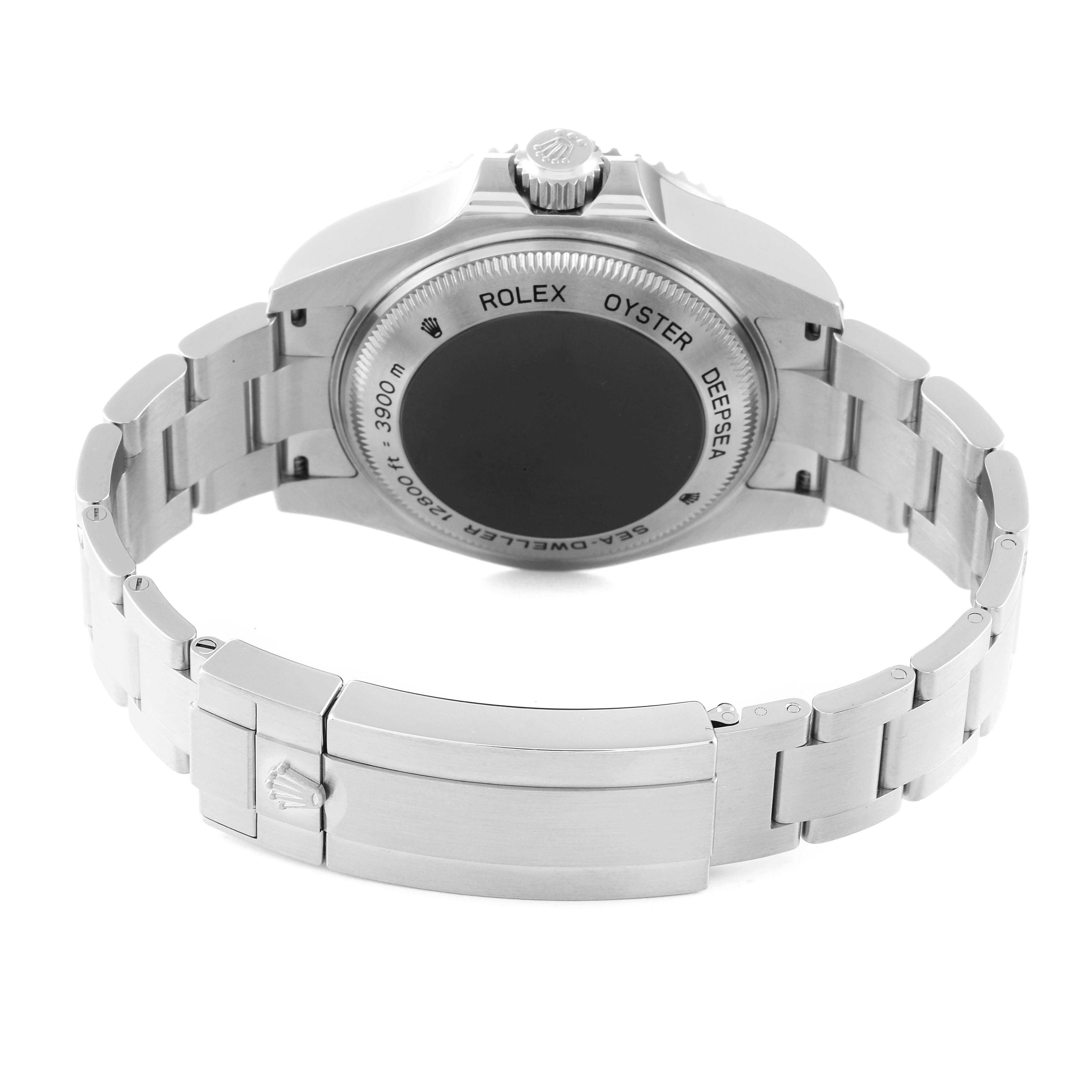 This image shows the back view of the Rolex Sea-Dweller 116660 Men's Stainless Steel Blue Dial 116660 Men's Stainless Steel Blue Dial watch, highlighting the case back and bracelet.