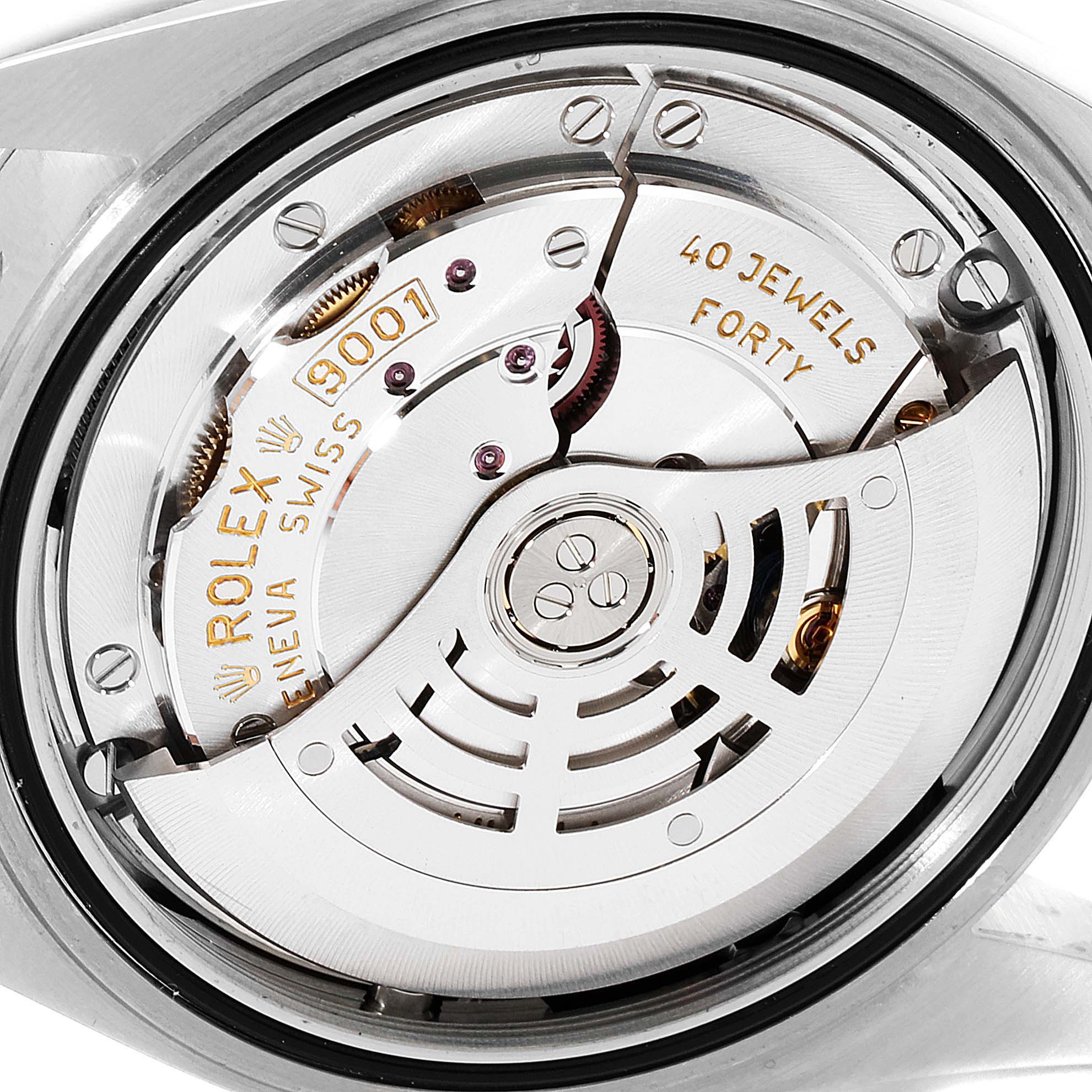 The image shows a close-up view of the mechanical movement inside the Rolex Sky-Dweller 326934 Men's Stainless Steel White Dial 326934 Men's Stainless Steel White Dial, including parts like the rotor and jewels.