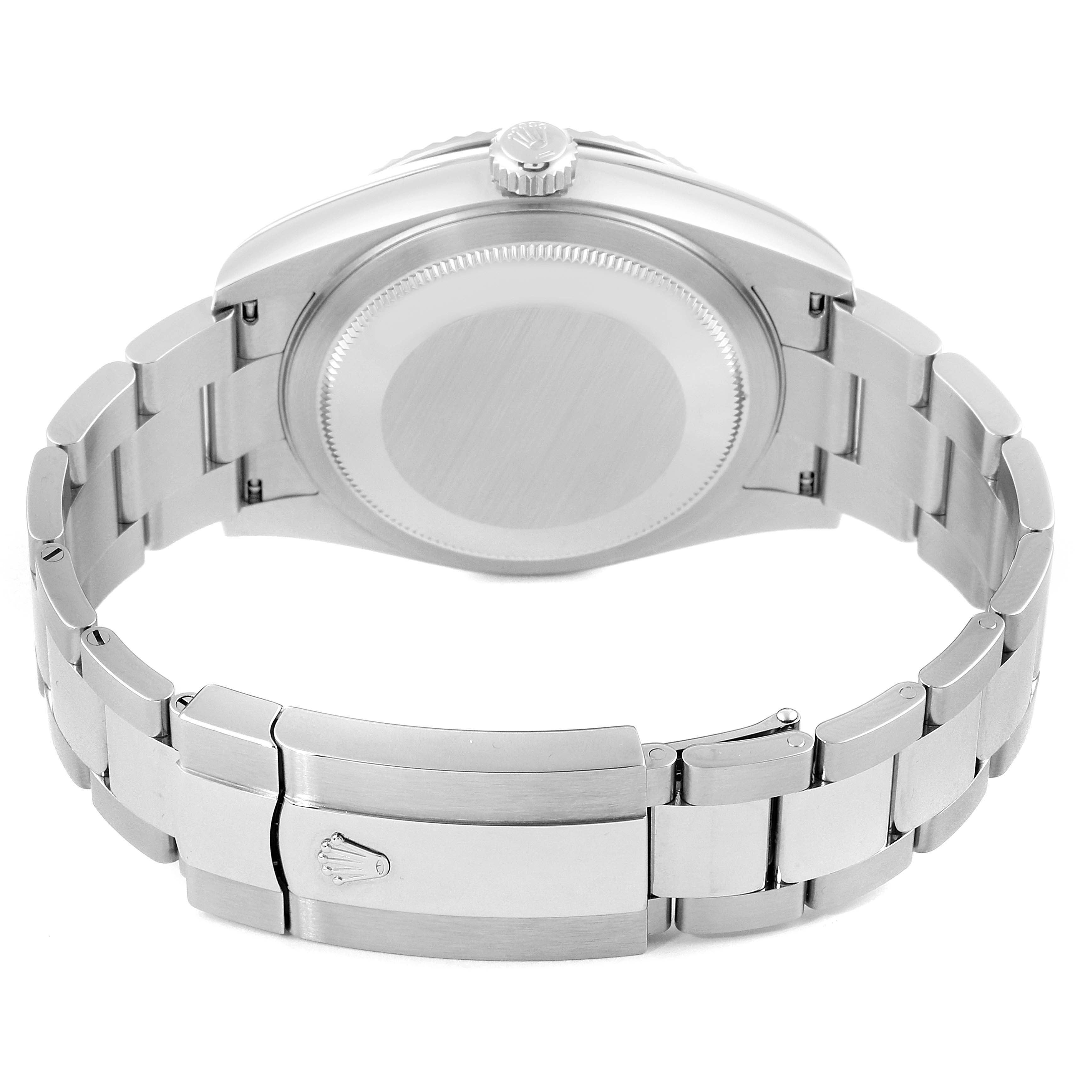 The image shows the back case and bracelet of a Rolex Sky-Dweller 326934 Men's Stainless Steel White Dial 326934 Men's Stainless Steel White Dial watch.