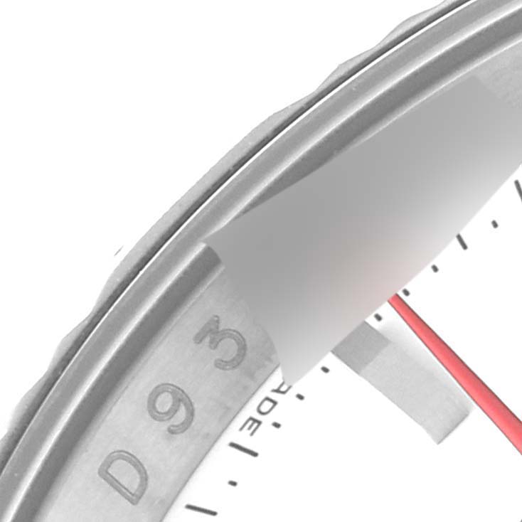 The image shows a close-up of the bezel and edge of the dial of the Rolex Turn-o-Graph 116264 Men's Stainless Steel White Dial 116264 Men's Stainless Steel White Dial watch.