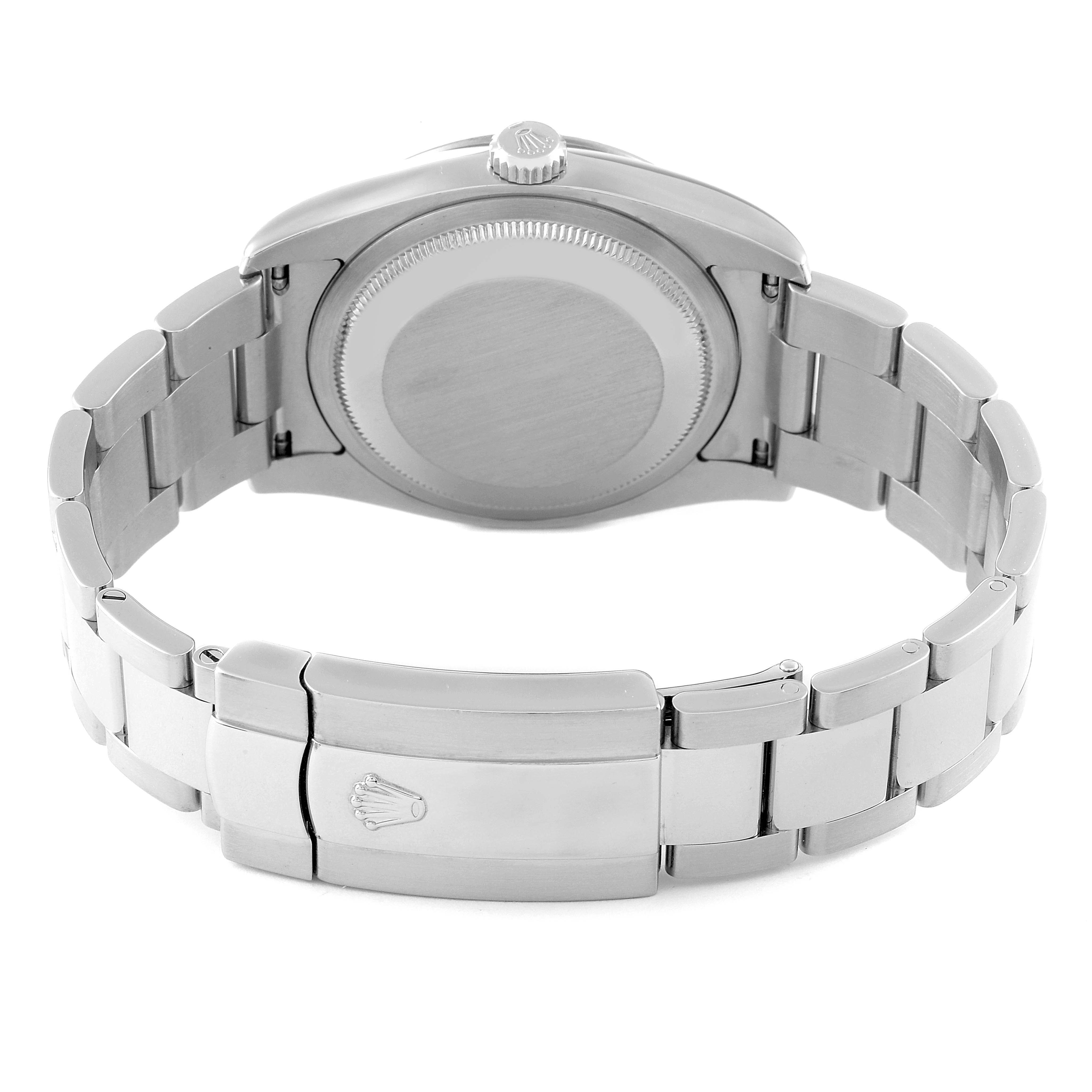 The image shows the back and clasp of a Rolex Turn-o-Graph 116264 Men's Stainless Steel White Dial 116264 Men's Stainless Steel White Dial watch, highlighting the bracelet and case back.