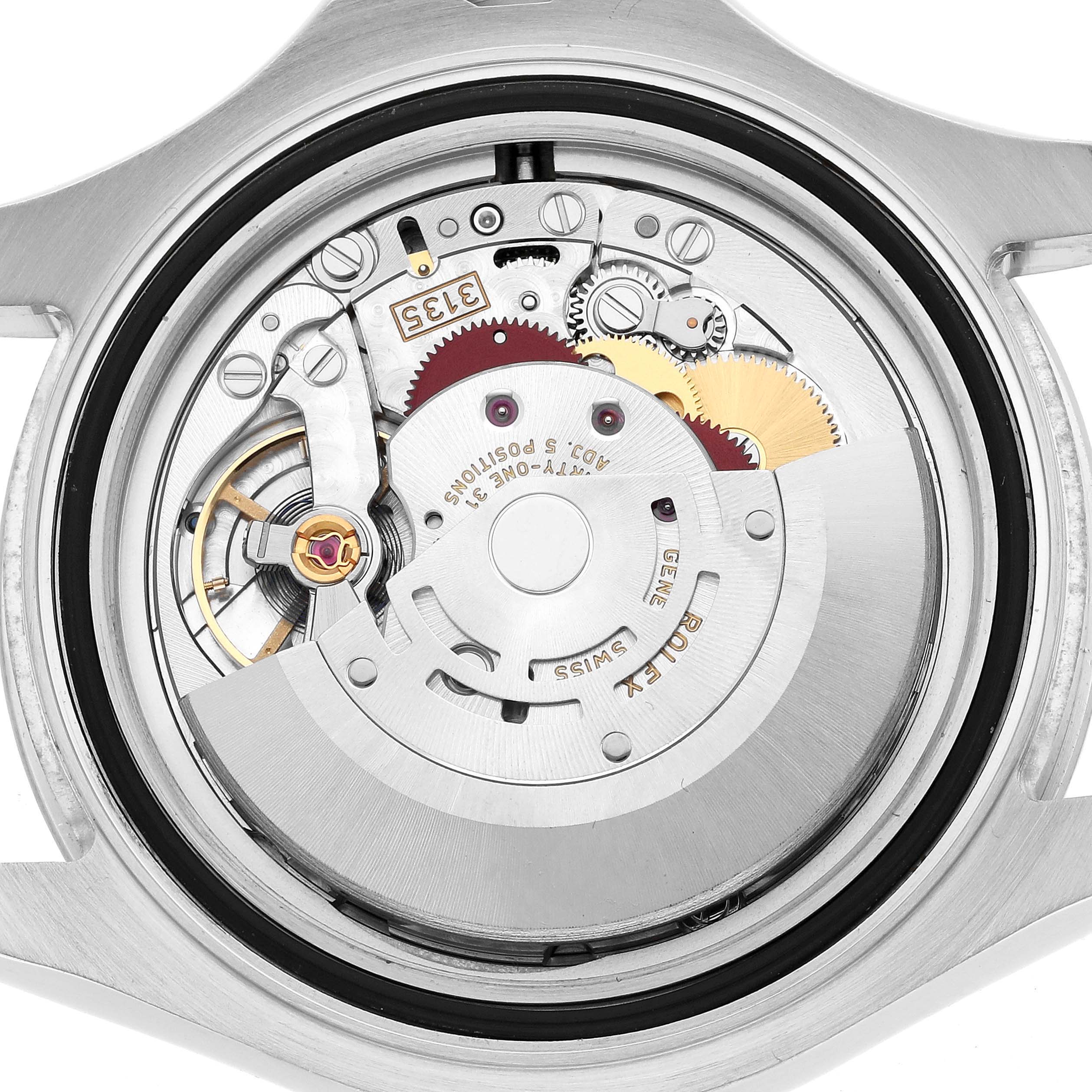 The image shows the back view of a Rolex Yacht-Master 116622 Men's Stainless Steel Silver Dial, revealing its intricate movement and internal components.