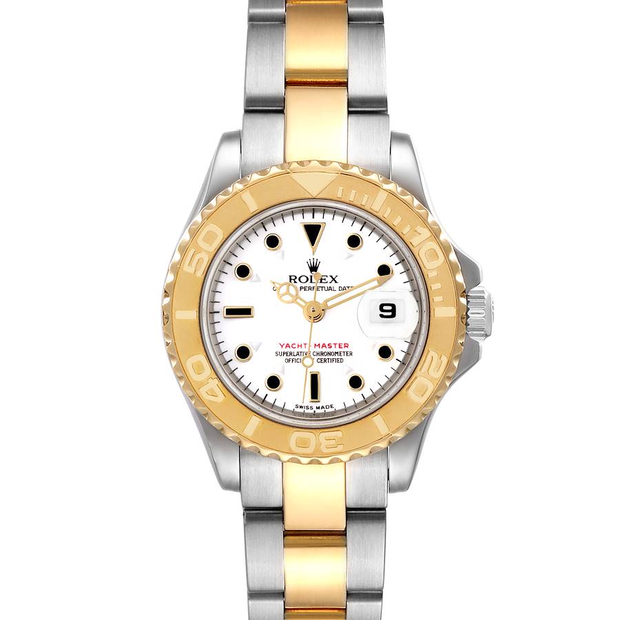 Rolex Yachtmaster White Dial Steel Yellow Gold Ladies Watch 169623 Box Papers SwissWatchExpo