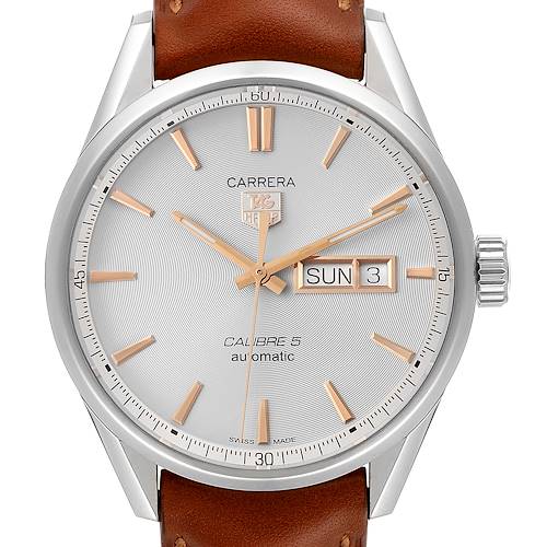 Photo of Tag Heuer Carrera Day Date Silver Dial Steel Mens Watch WAR201D