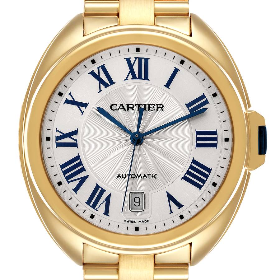 Cartier Cle 18K Yellow Gold Automatic Silver Dial Mens Watch WGCL0003 SwissWatchExpo