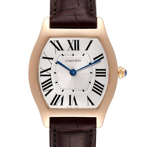 Photo of Cartier Tortue Medium 18K Rose Gold Mens Watch W1556362 Box Papers