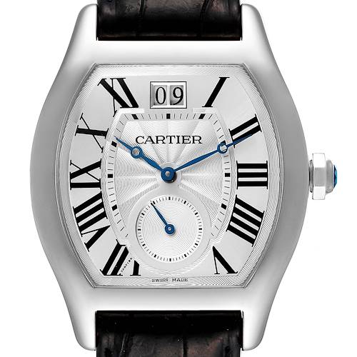 Photo of Cartier Tortue XL White Gold Flinque Dial Mens Watch W1556233 Box Papers