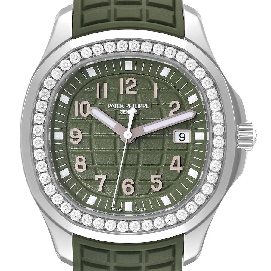 Patek Philippe Aquanaut Steel Green Dial Diamond Mens Watch 5267 Unworn SwissWatchExpo