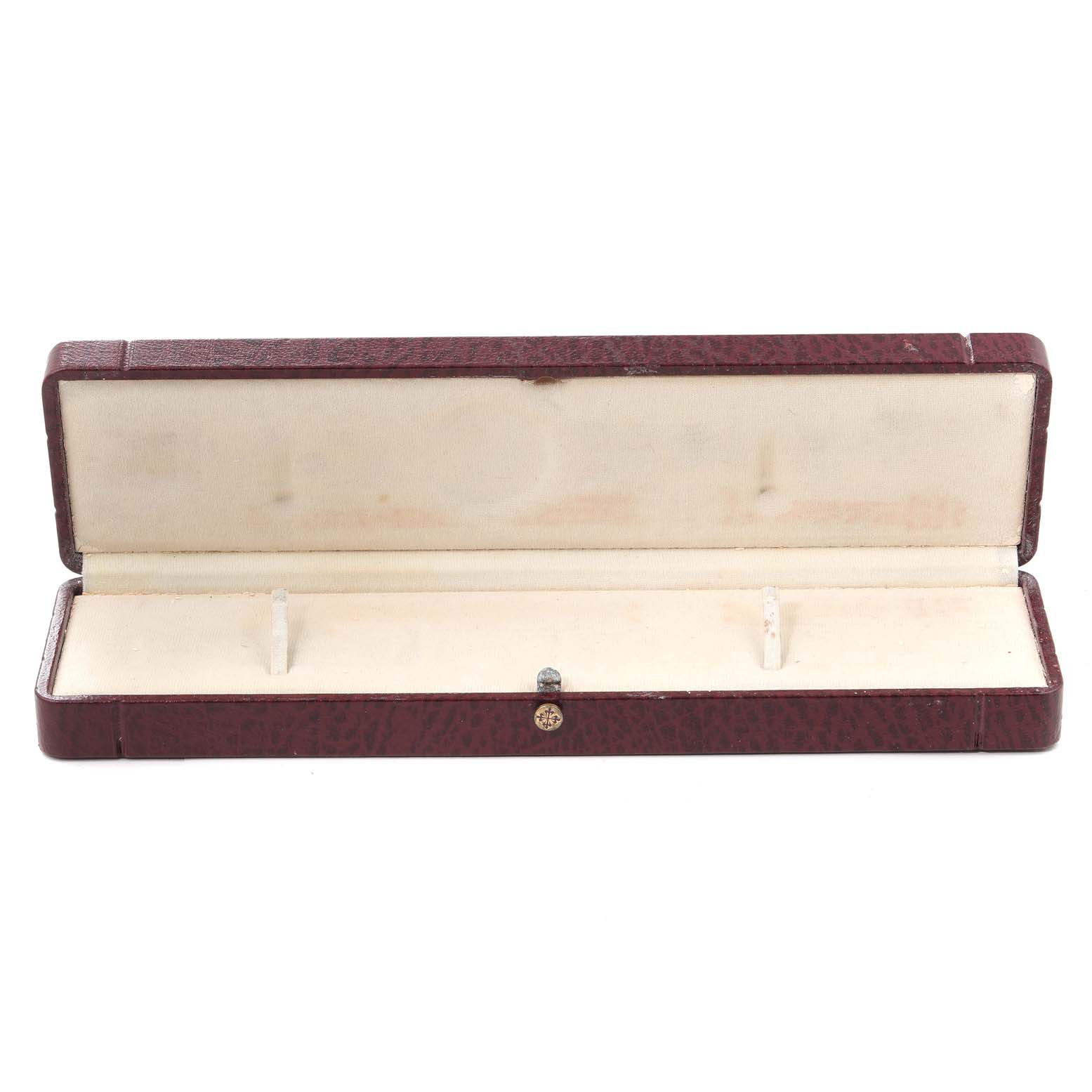 The image shows an open Maroon Patek Philippe Calatrava 5022R Men's Rose Gold White Dial 5022R Men's Rose Gold White Dial watch case on a plain background.