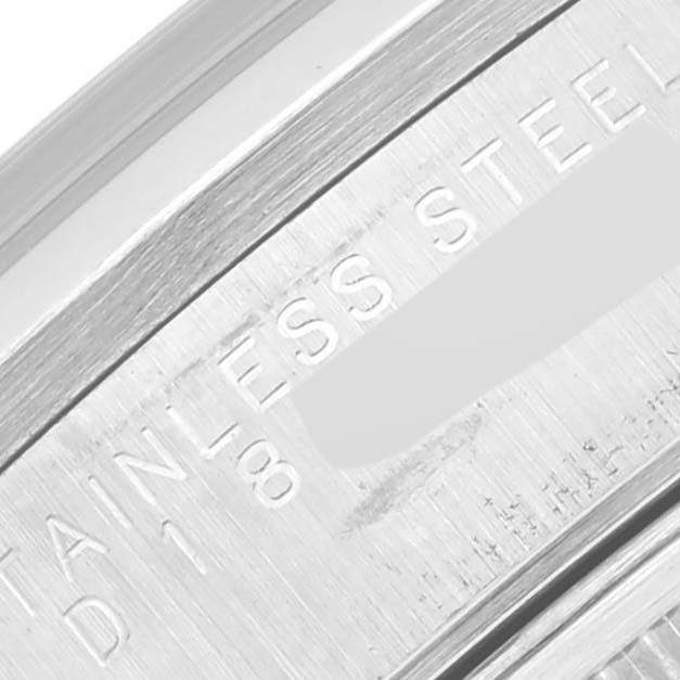 The image shows a close-up angle of the side engravings on the inner case of a Rolex Air-King 14000 Men's Stainless Steel Black Dial 14000 Men's Stainless Steel Black Dial watch.
