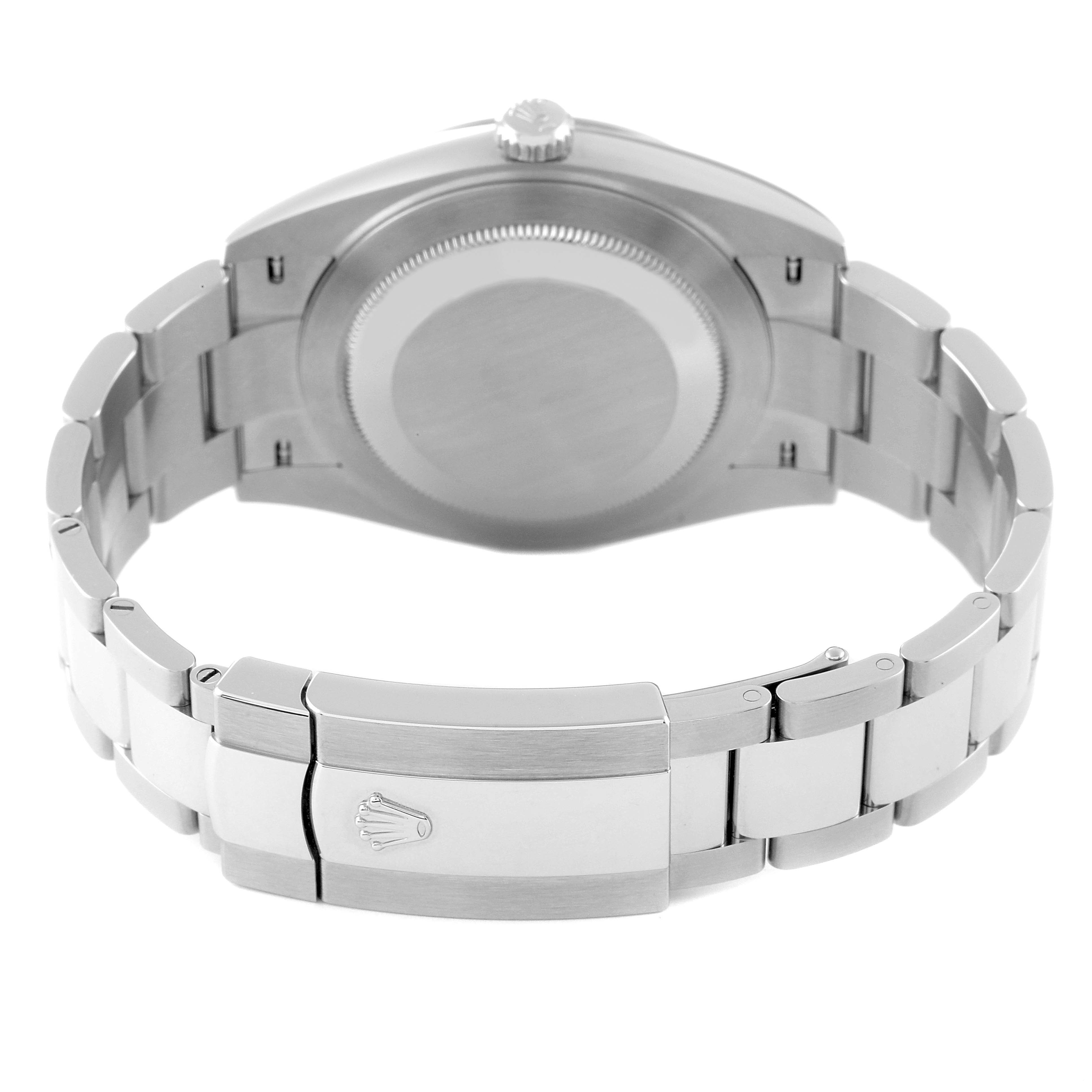 The image shows the back view of a Rolex Datejust 41 126334 Men's Stainless Steel Blue Dial 126334 Men's Stainless Steel Blue Dial watch, highlighting the clasp and bracelet.