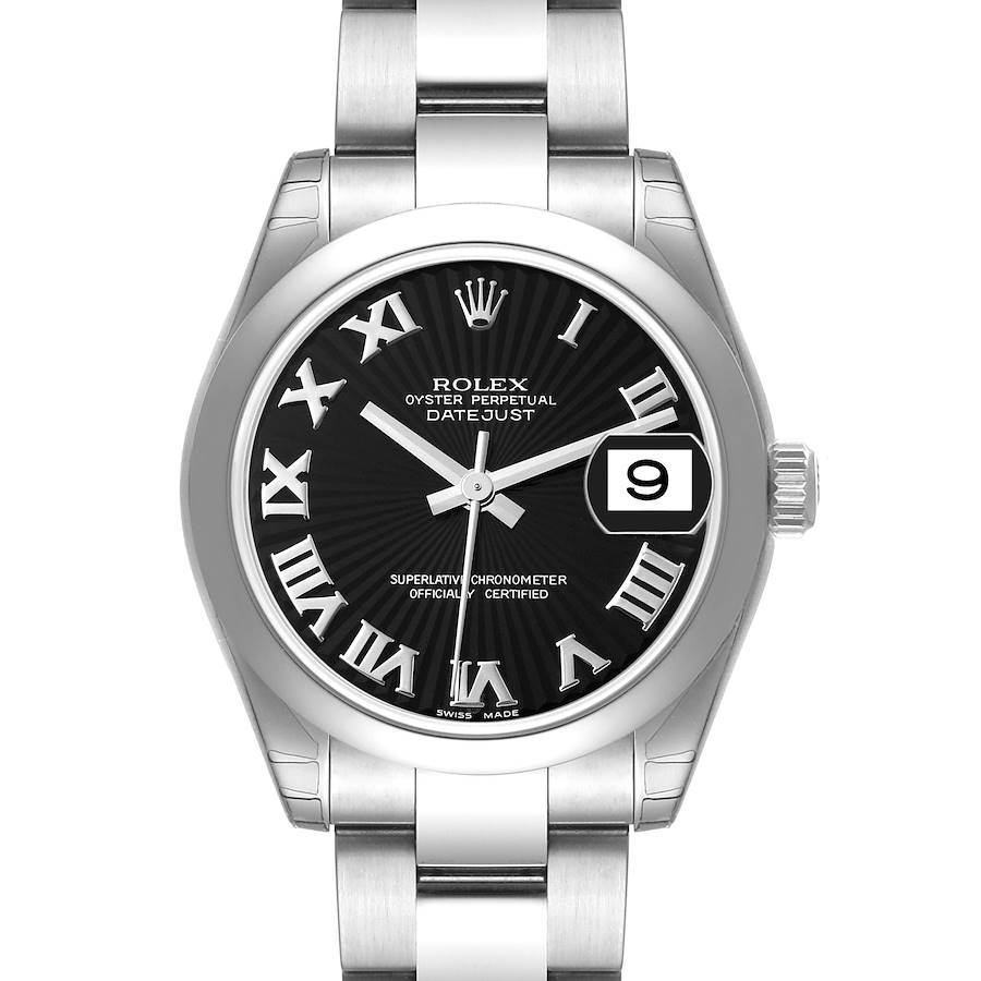 Rolex Datejust Midsize Black Sunbeam Dial Steel Ladies Watch 178240 Unworn SwissWatchExpo