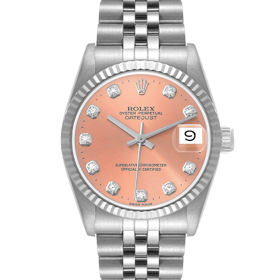 Rolex Datejust Midsize Steel White Gold Diamond Watch 68274 Papers SwissWatchExpo