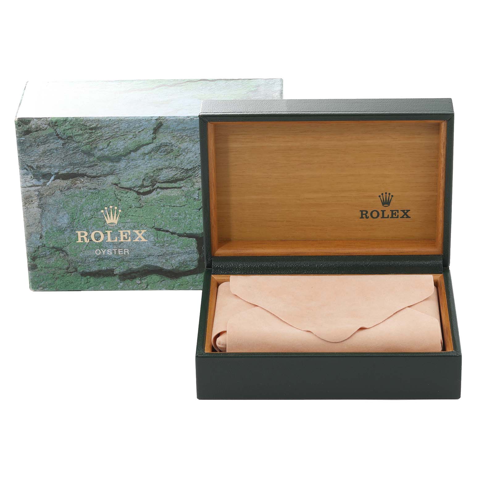 The image displays the box and case for a Rolex Datejust 16233 Men's Steel and Gold (two tone) Mother of Pearl Dial 16233 Men's Steel and Gold (two tone) Mother of Pearl Dial watch, with the box lid open to reveal the inner packaging.
