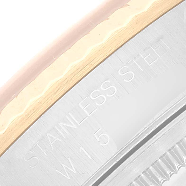 The image shows a close-up of the side of a Rolex Datejust 16233 Men's Steel and Gold (two tone) White Dial 16233 Men's Steel and Gold (two tone) White Dial watch, highlighting the stainless steel casing.