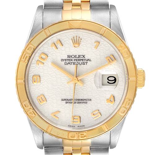 Photo of Rolex Datejust Turnograph Steel Yellow Gold Ivory Dial Mens Watch 16263