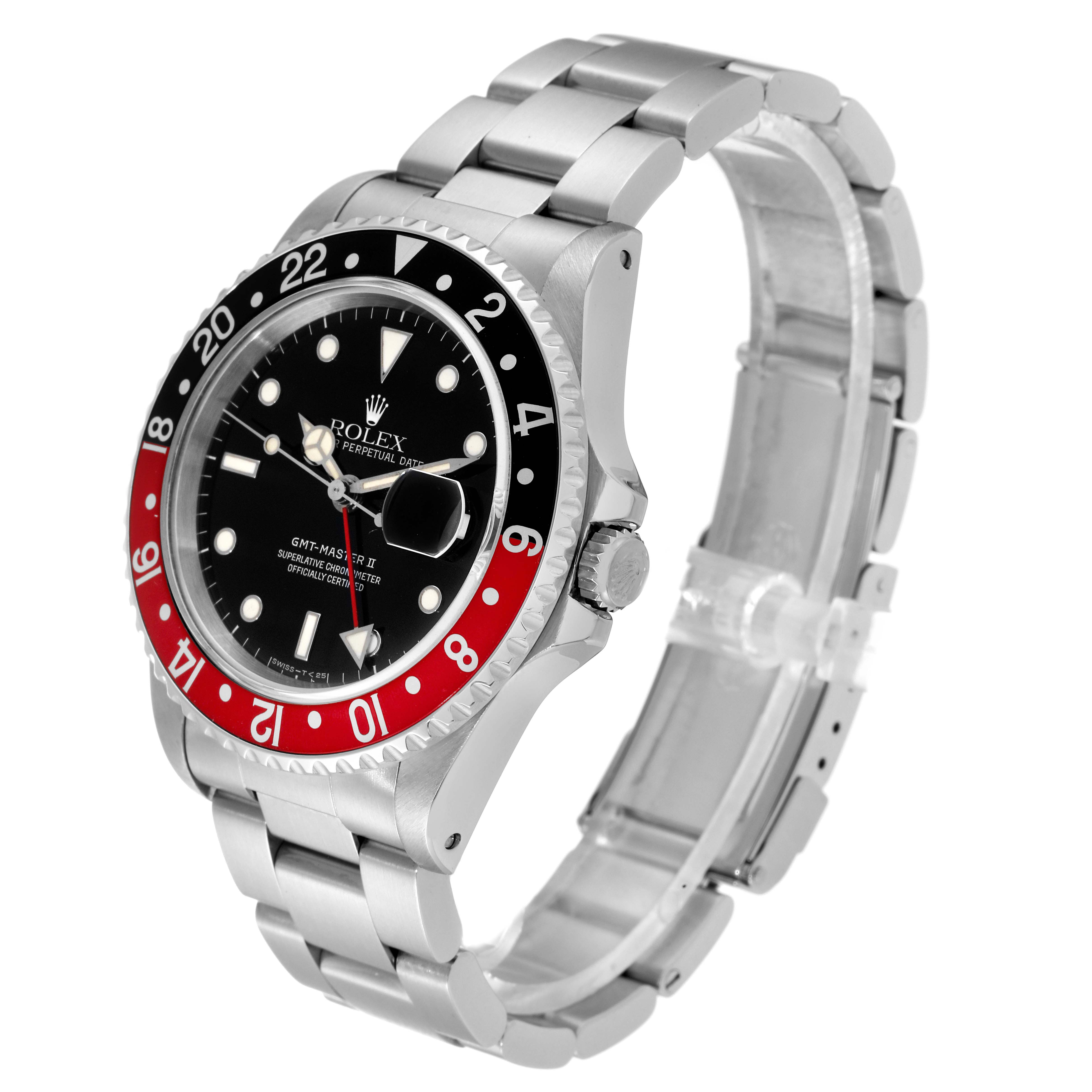 The image shows a Rolex GMT-Master 16710 Men's Stainless Steel Black Dial 16710 Men's Stainless Steel Black Dial II watch at a three-quarter angle, highlighting the bezel, dial, and bracelet.