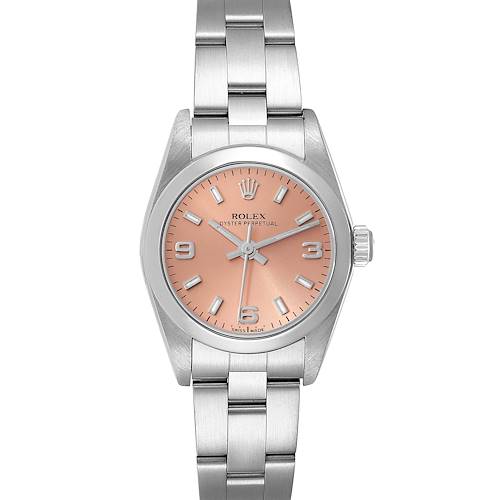 Photo of Rolex Oyster Perpetual Salmon Dial Domed Bezel Steel Watch 76080