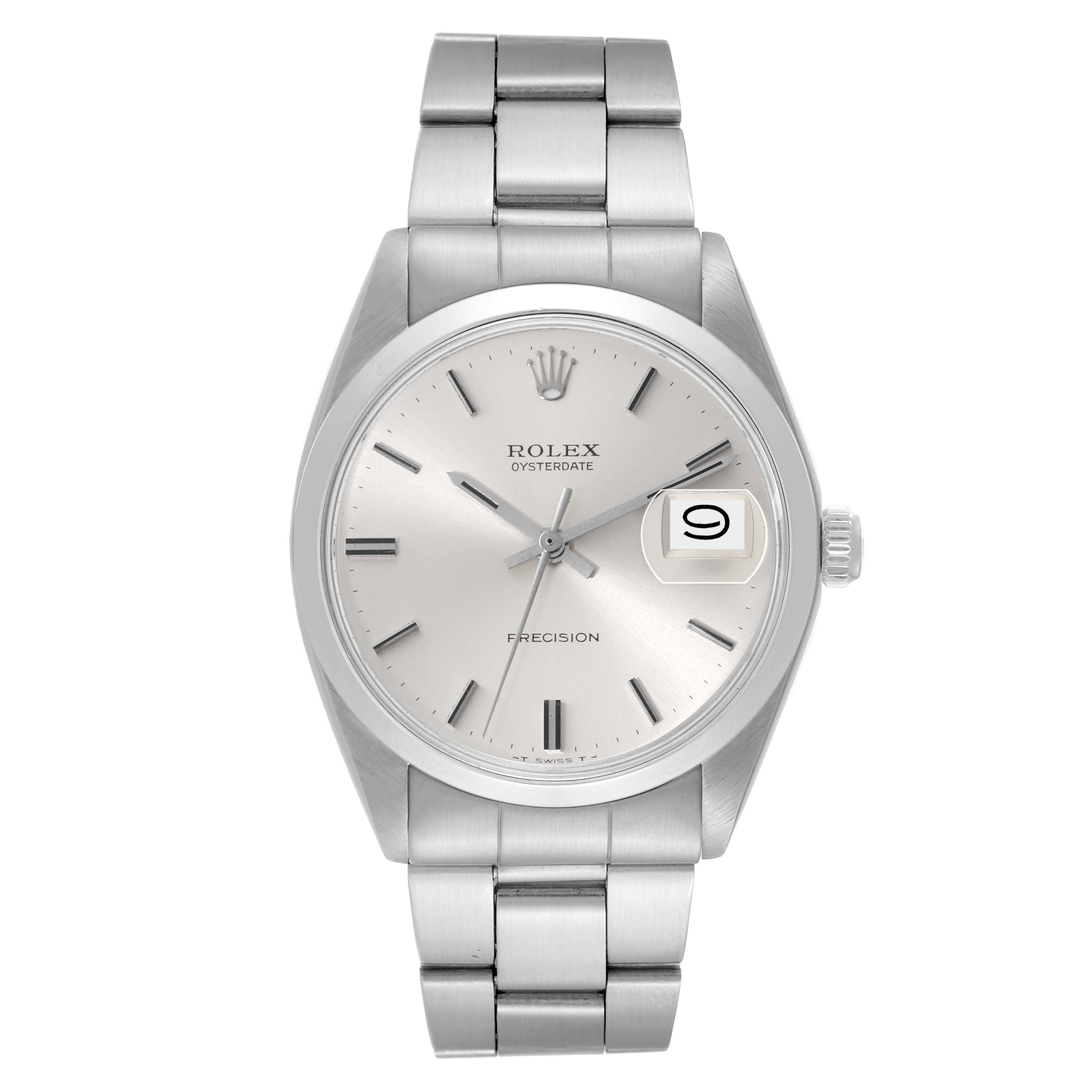 The image shows a front view of a Rolex Vintage Collection 6694 Men's Stainless Steel Silver Dial 6694 Men's Stainless Steel Silver Dial watch, displaying the face, date window, and bracelet in silver.