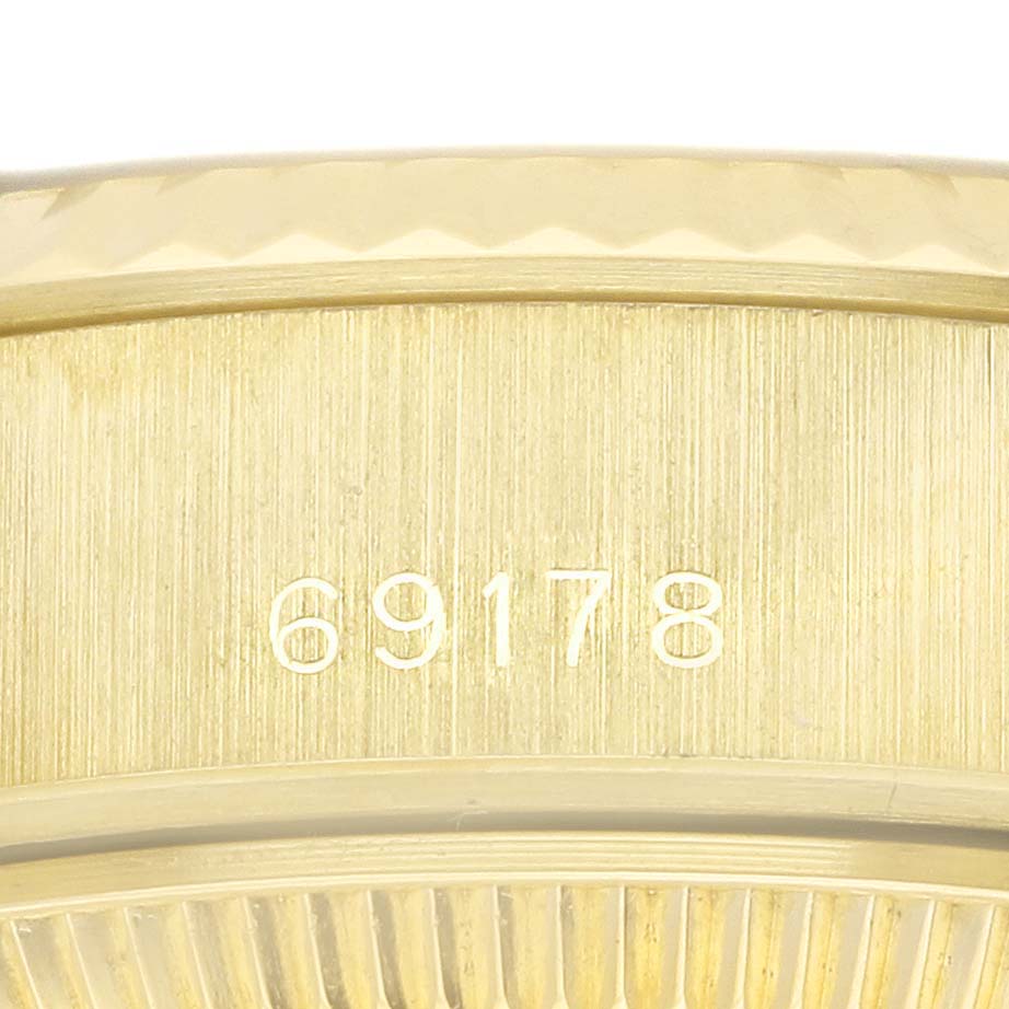 The image shows a close-up of the case side or lug area of the Rolex President 69178 Women's Yellow Gold Champagne Dial 69178 Women's Yellow Gold Champagne Dial model, with the model number "69178" visible.