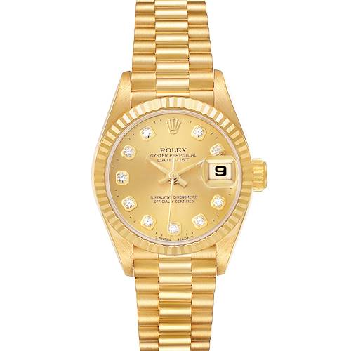 Photo of Rolex President Datejust Yellow Gold Diamond Dial Ladies Watch 69178