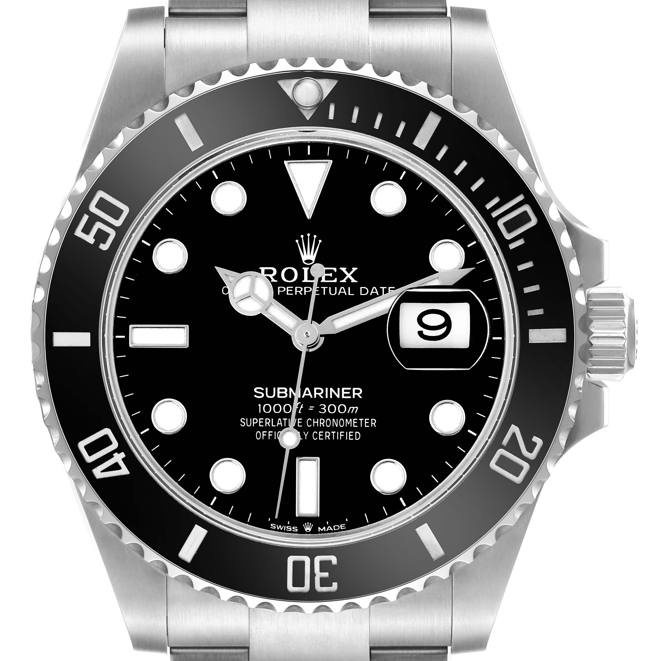 The Rolex Submariner 126610LN Men
s Stainless Steel Black Dial 126610LN Men
s Stainless Steel Black Dial is shown from a front angle, highlighting its dial, bezel, and crown.