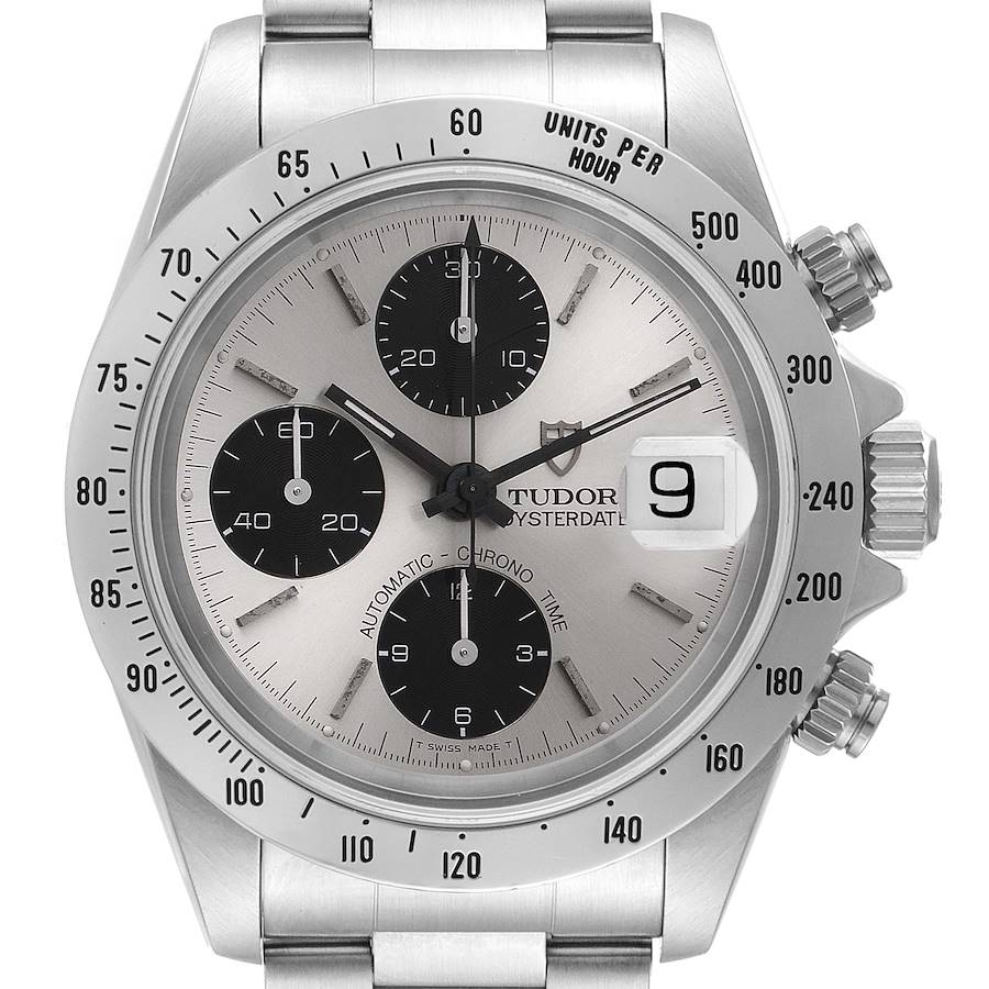 Tudor Prince Silver Dial Chronograph Steel Mens Watch 79280 Papers SwissWatchExpo