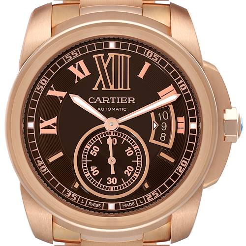 Photo of Cartier Calibre Rose Gold Brown Dial Automatic Mens Watch W7100040