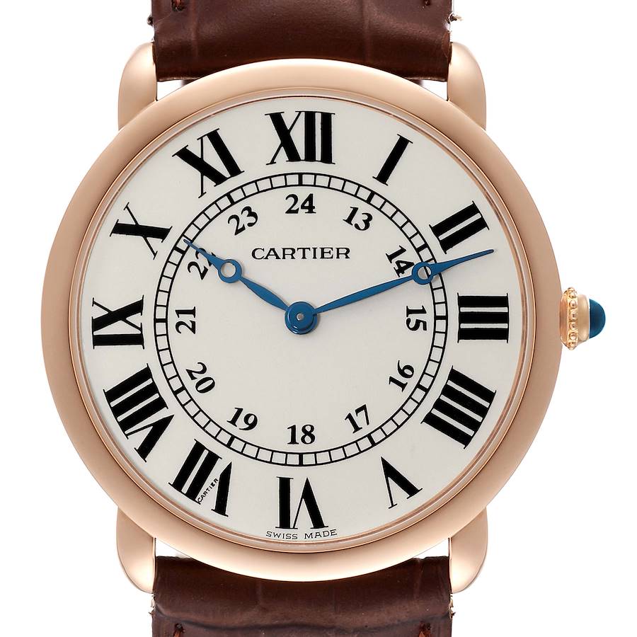 Cartier Ronde Louis Rose Gold Silver Dial Mens Watch W6800251 SwissWatchExpo