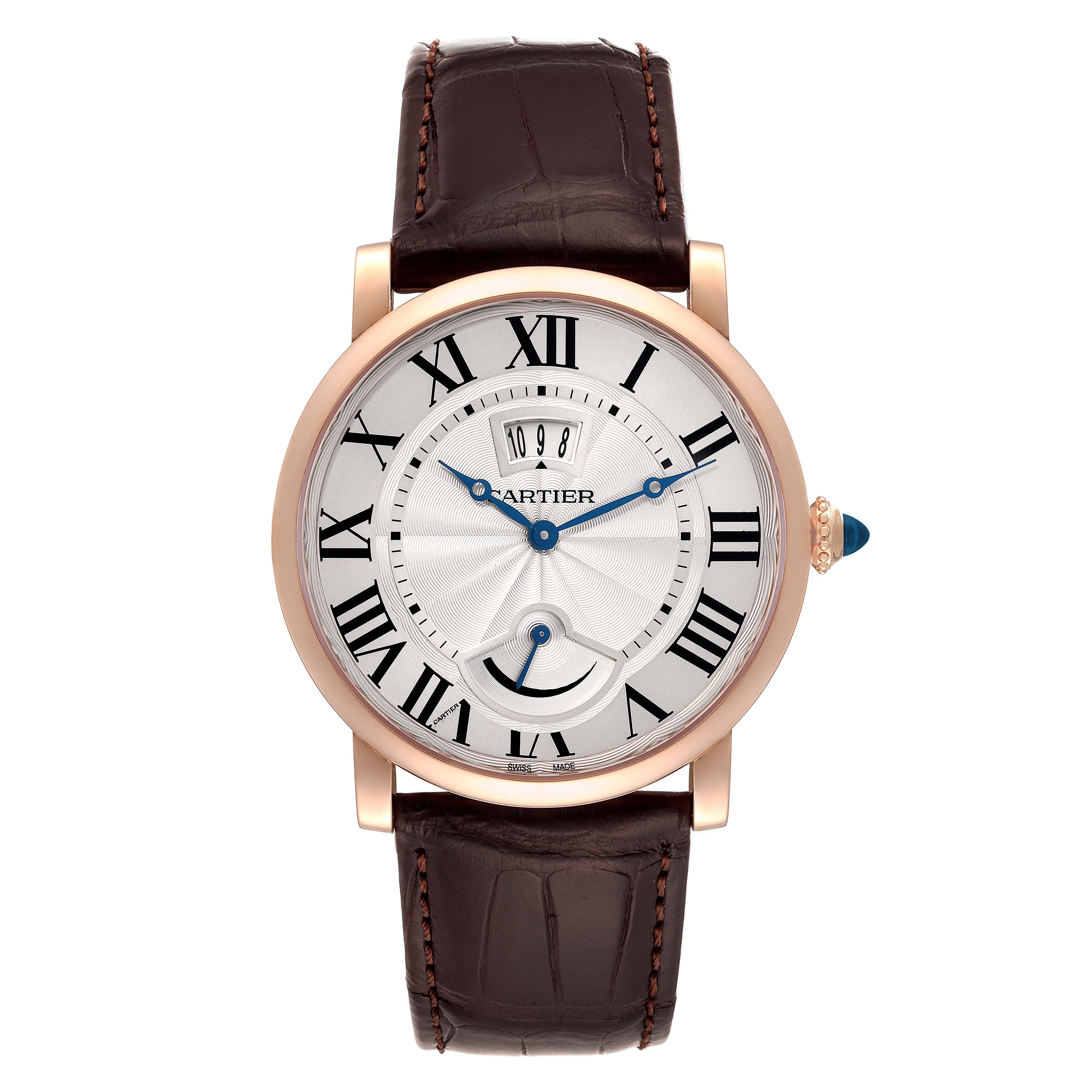 Cartier Rotonde Power Reserve 18k Rose Gold Silver Dial Mens Watch ...