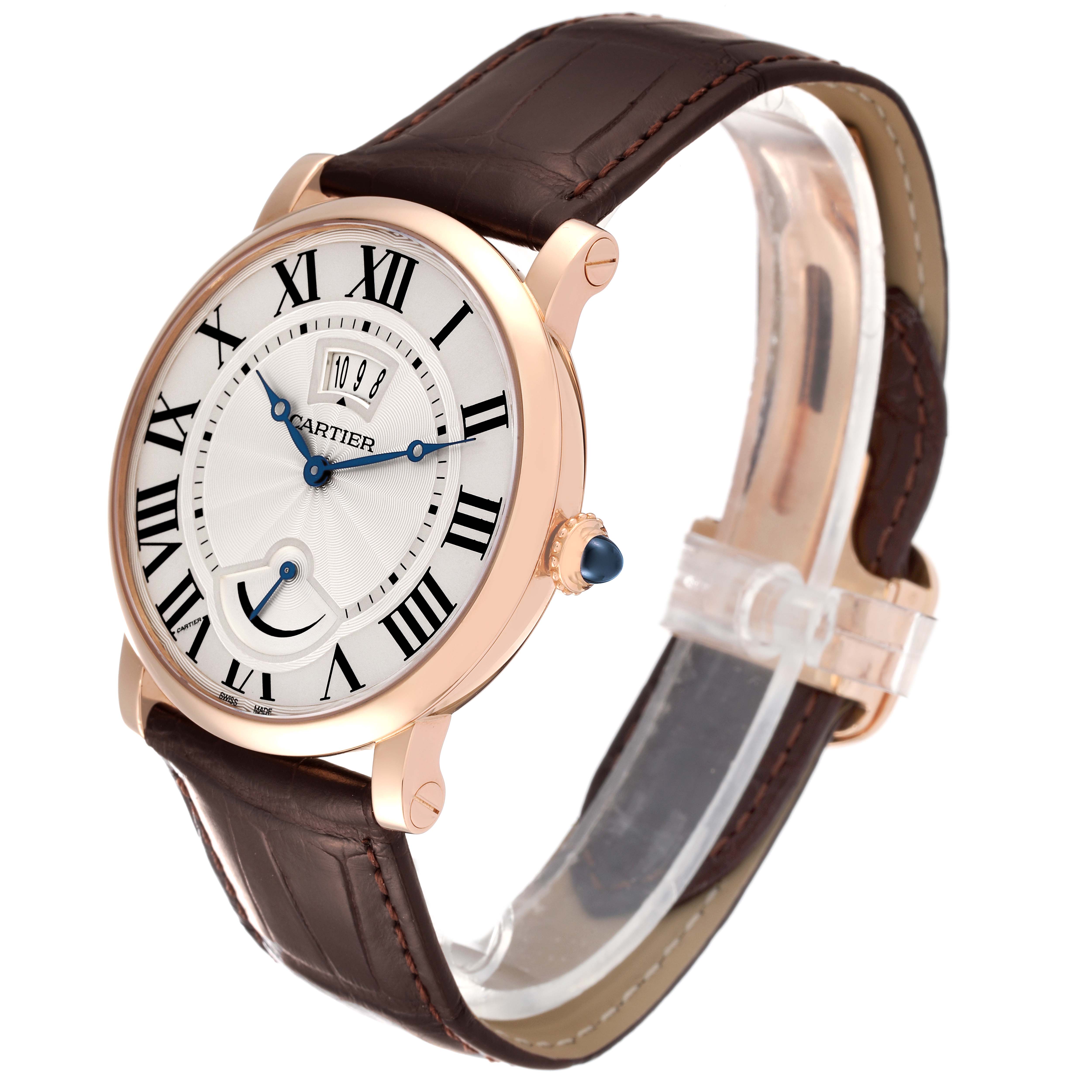 Cartier Rotonde Power Reserve 18k Rose Gold Silver Dial Mens Watch ...