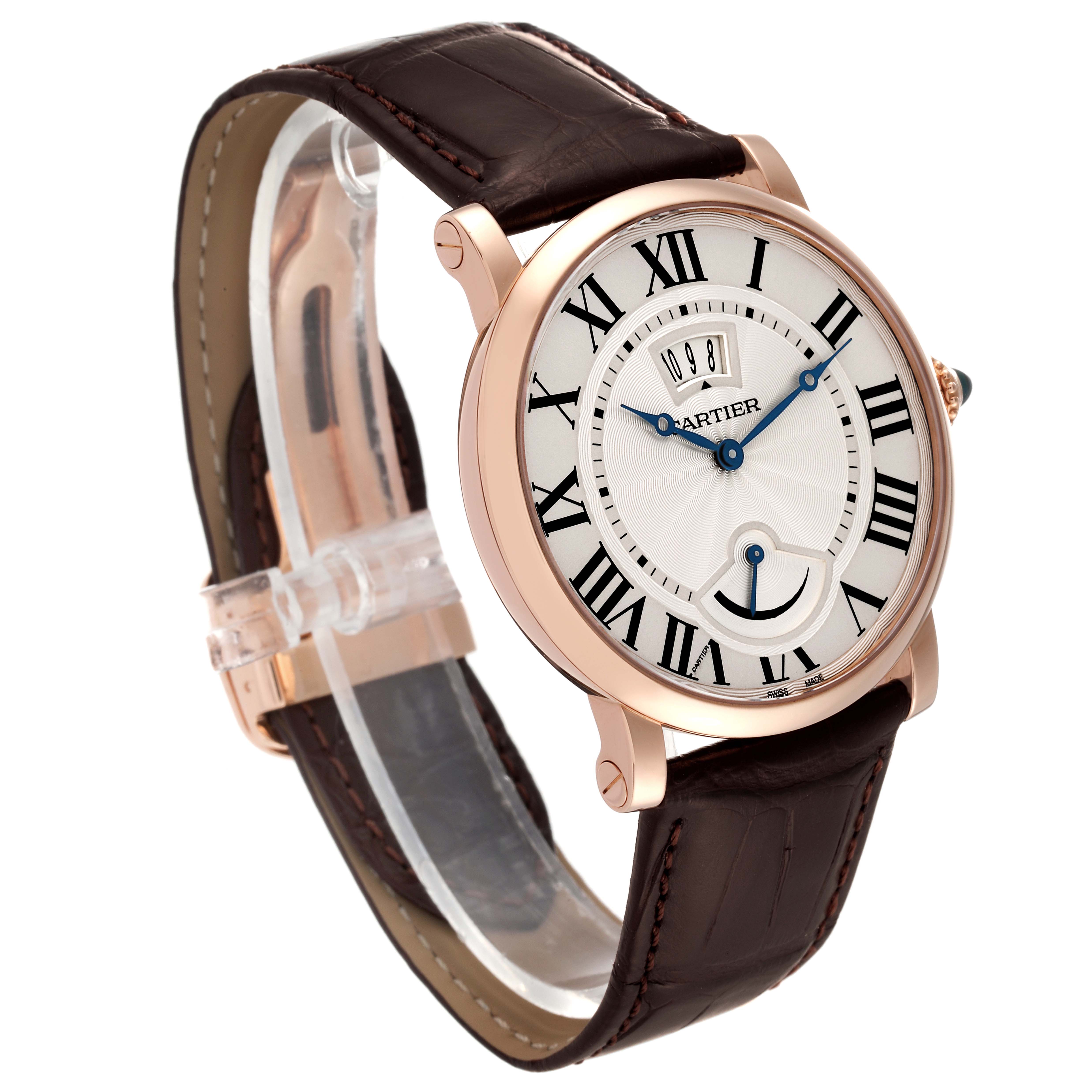 Cartier Rotonde Power Reserve 18k Rose Gold Silver Dial Mens Watch ...