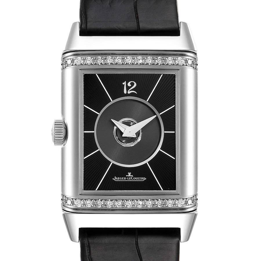 Jaeger LeCoultre Reverso Classic Steel Diamond Watch 212.8.76 Q2578420 Box Paper SwissWatchExpo