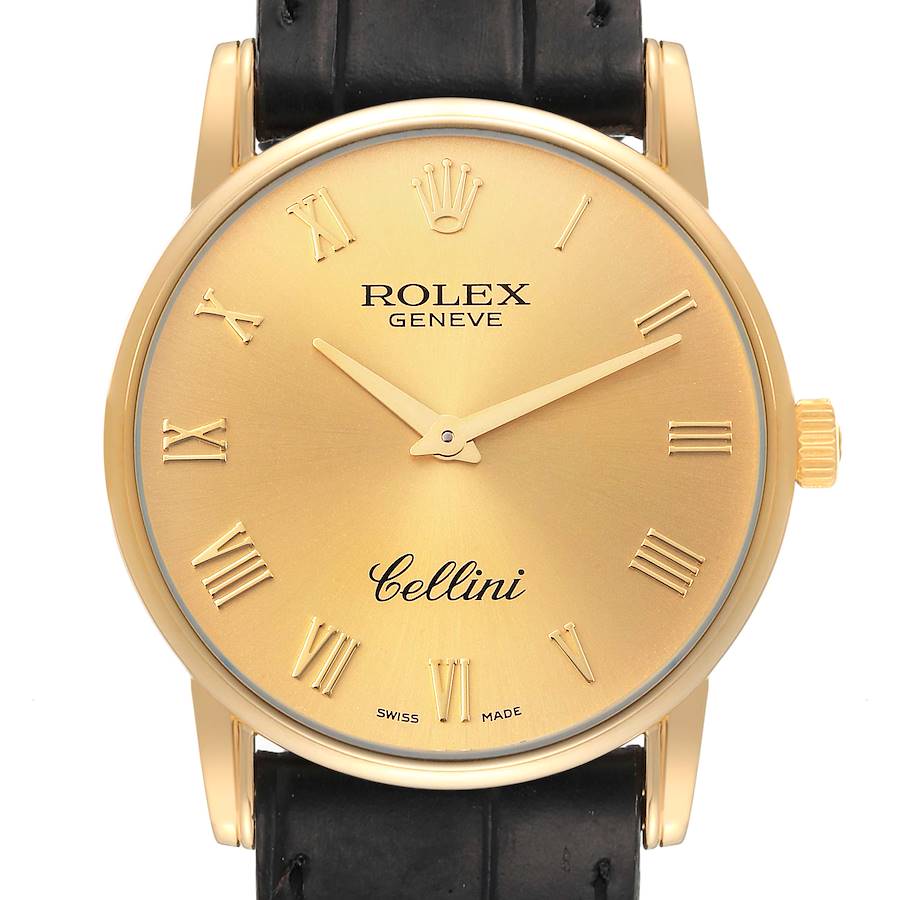 Rolex Cellini Classic 18K Yellow Gold Roman Dial Mens Watch 5116 SwissWatchExpo