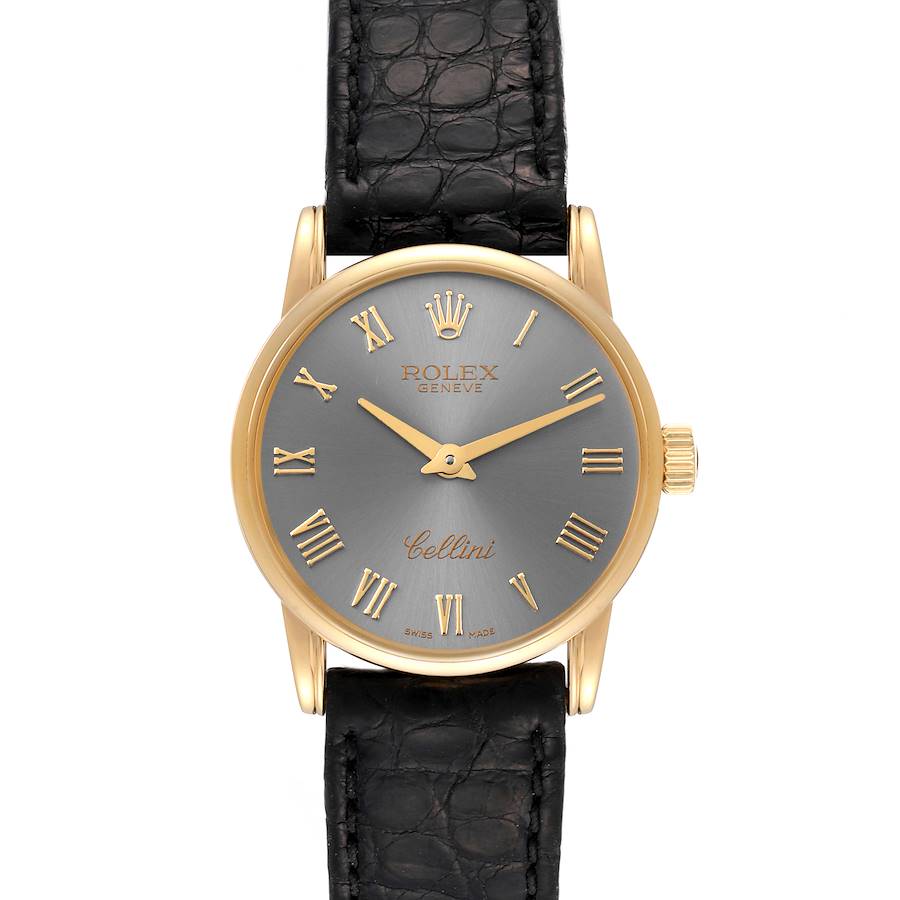 Rolex Cellini Classic Yellow Gold Slate Dial Ladies Watch 6111 SwissWatchExpo