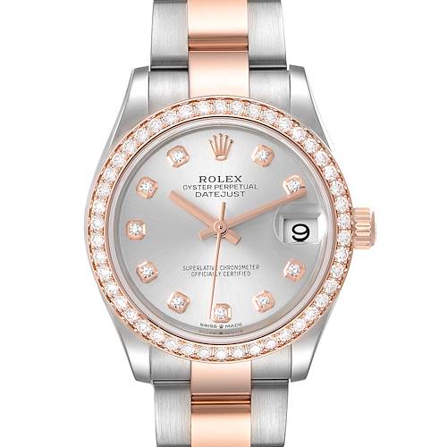 Photo of Rolex Datejust 31 Midsize Steel Rose Gold Diamond Ladies Watch 278381