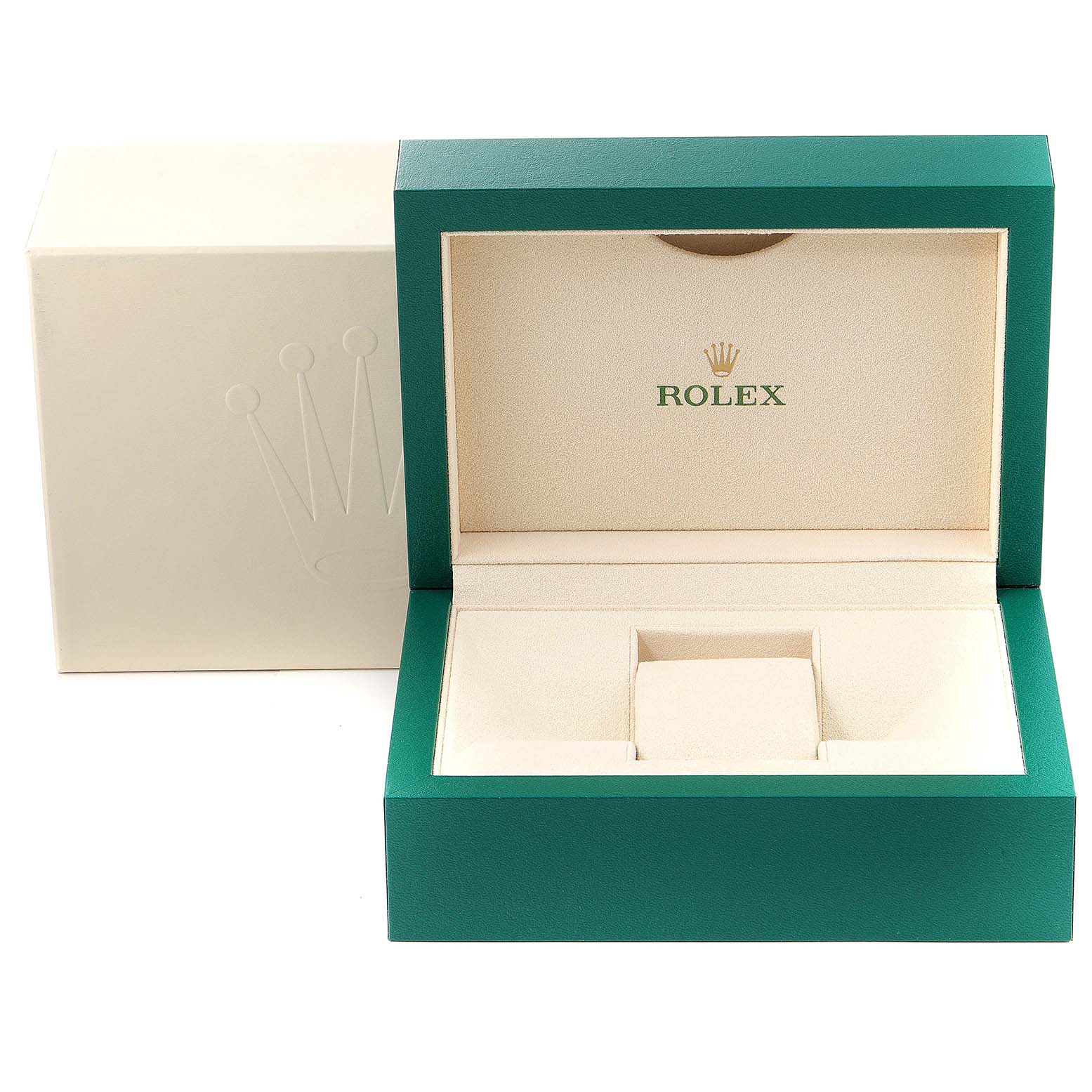 The image shows an open box for a Rolex Mid-Size 278343 Women's Steel and Gold (two tone) Mother of Pearl Dial 278343 Women's Steel and Gold (two tone) Mother of Pearl Dial model, with the outer box also visible.
