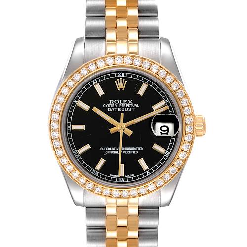 Photo of Rolex Datejust 31 Midsize Steel Yellow Gold Diamond Watch 178383 Box Card