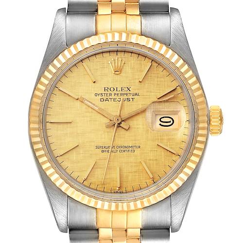 Photo of Rolex Datejust 36 Steel Yellow Gold Vintage Linen Dial Mens Watch 16013
