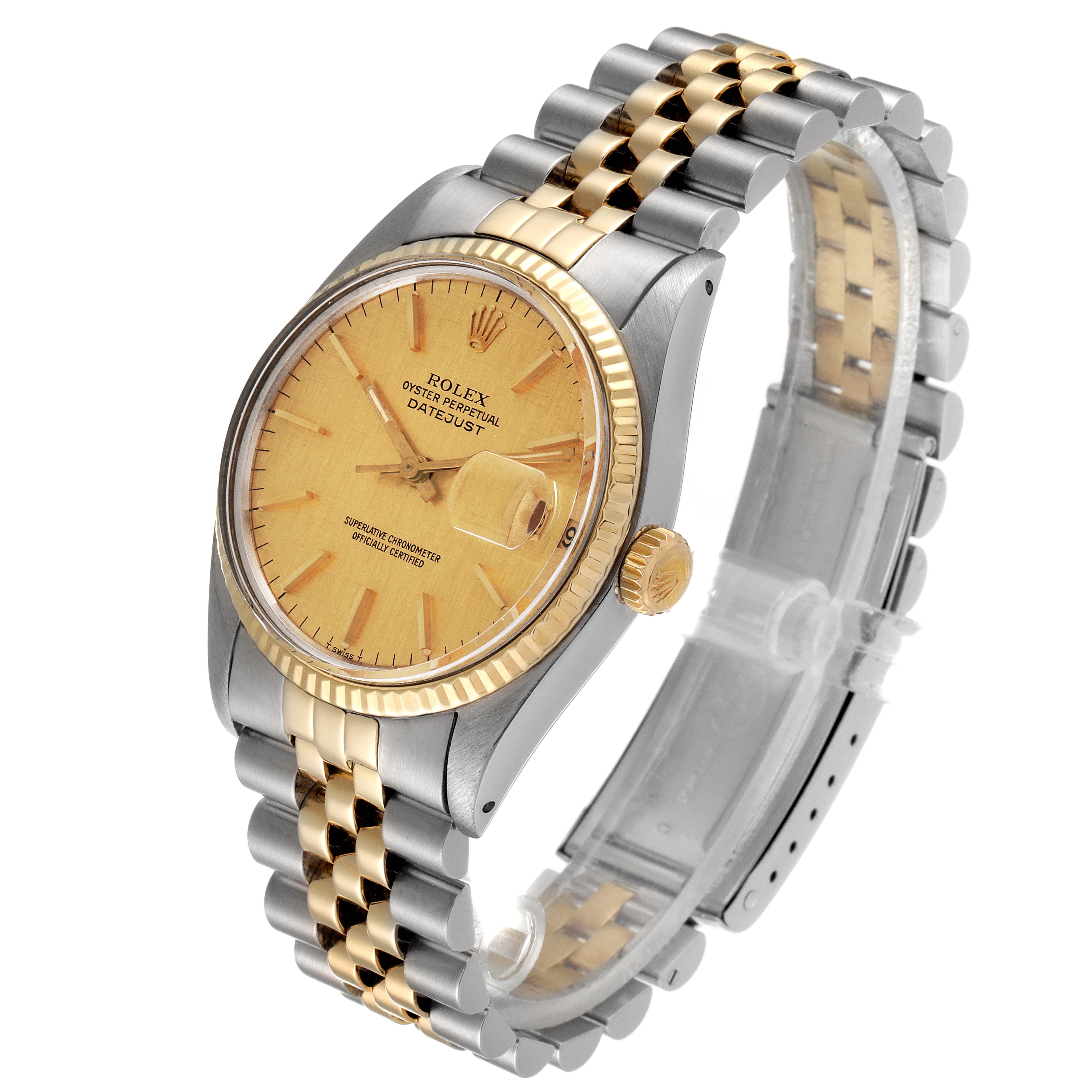 The Rolex Vintage Collection 16013 Men's Steel and Gold (two tone) Champagne Dial 16013 Men's Steel and Gold (two tone) Champagne Dial model is displayed at a slight angle, showing the dial, bezel, crown, and bracelet.